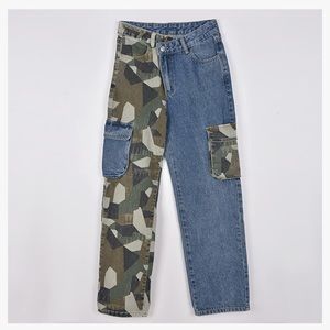 Coolest pants. Half jean camouflage and cargo. New